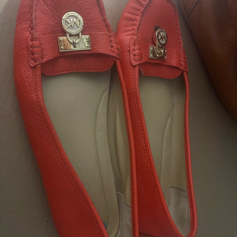 Michael Kors Red Leather Loafers for Women - Picture 2 of 5